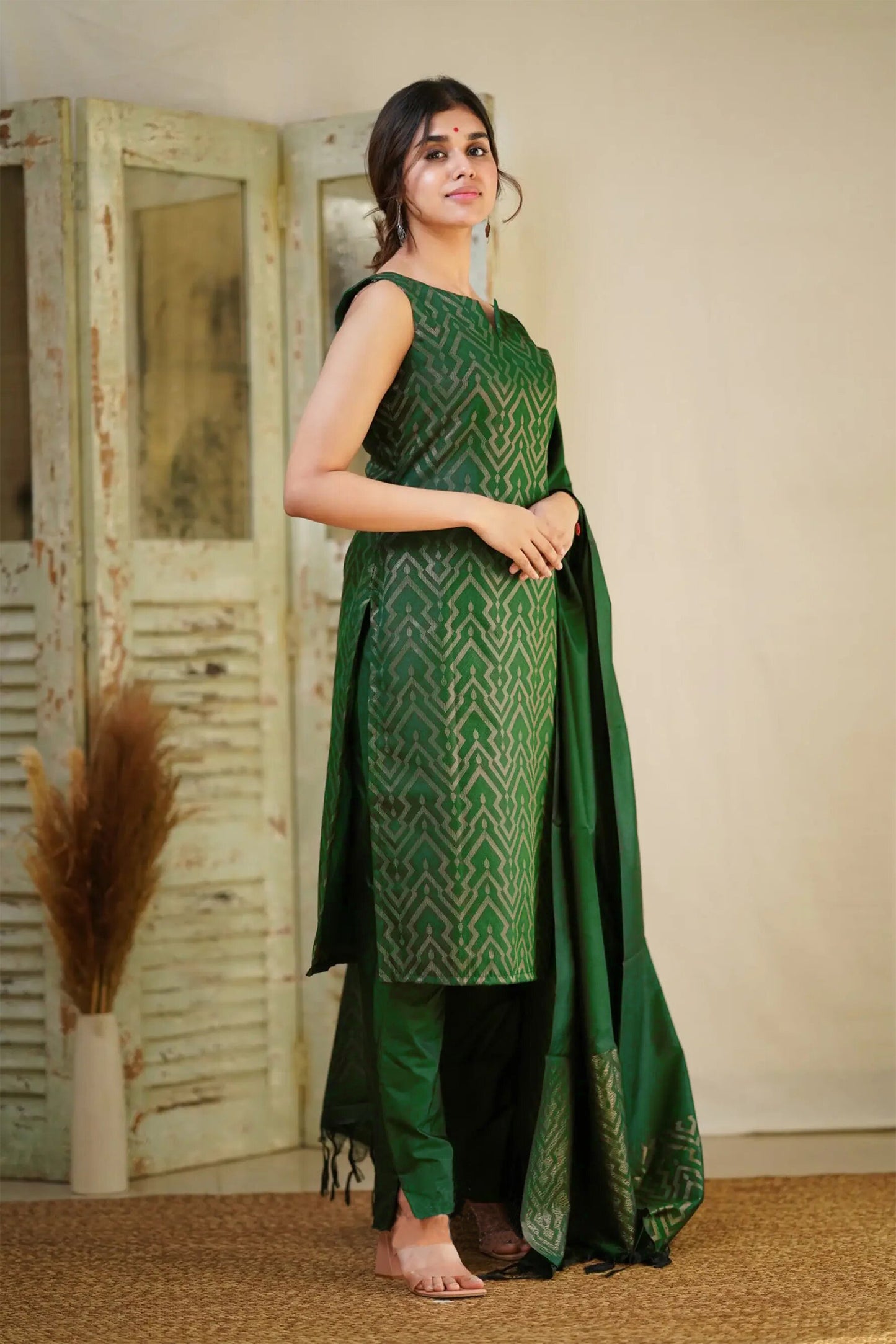 Women Silk  Kurta Pant Dupatta Set