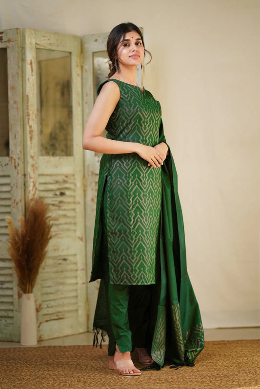 Women Silk  Kurta Pant Dupatta Set
