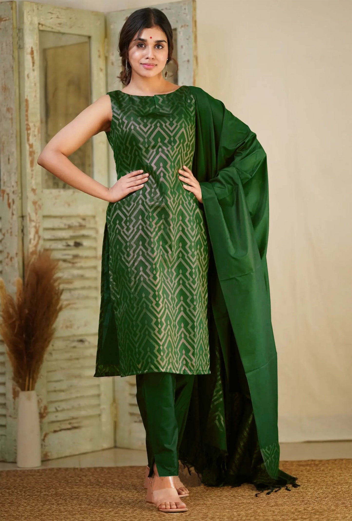 Women Silk  Kurta Pant Dupatta Set