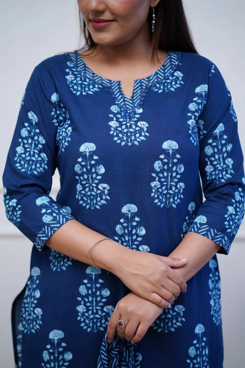 Printed Straight Kurta and Pant set with Dupatta