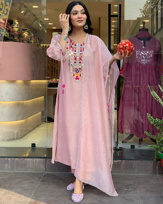 Women Silk Kurta Pant Dupatta Set