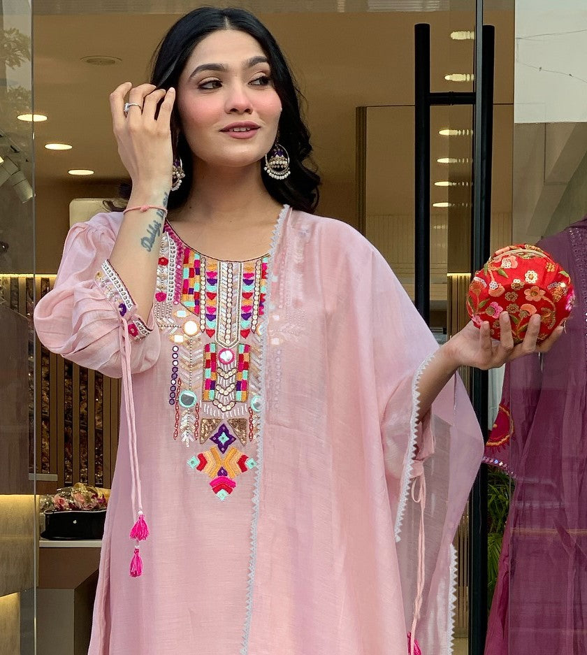 Women Silk Kurta Pant Dupatta Set