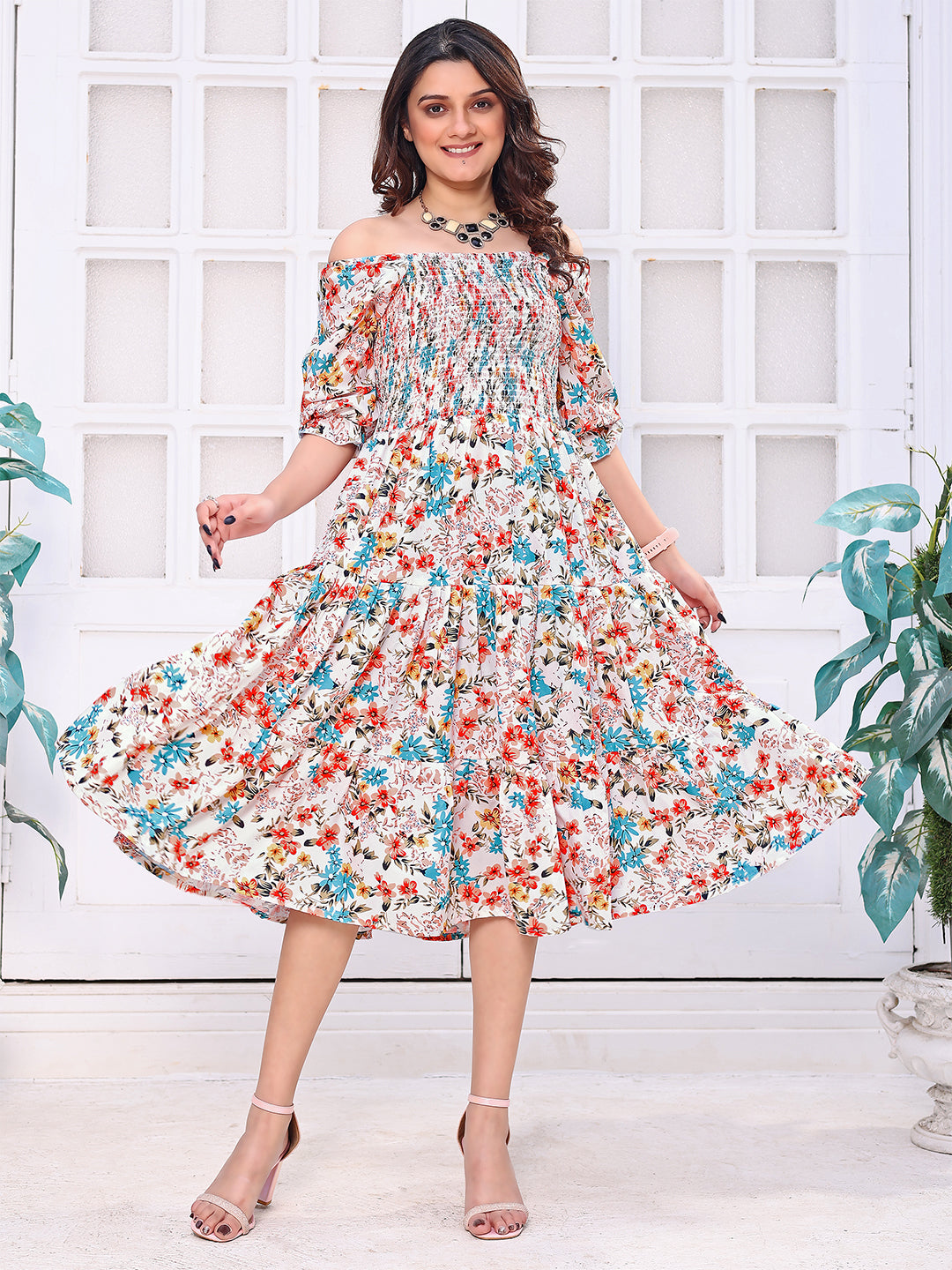 READYMADE GEORGETTE WESTERN MIDI DRESS LAUNCHED