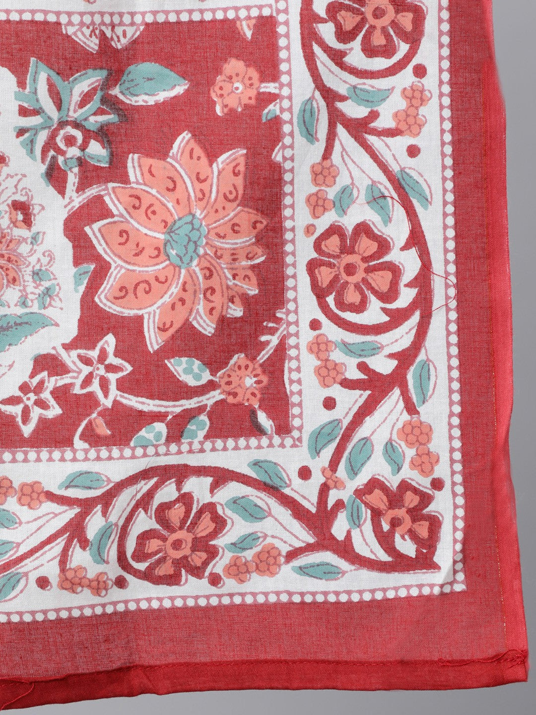 Women Viscose Floral Printed Red Kurta And Pant Set With Dupatta
