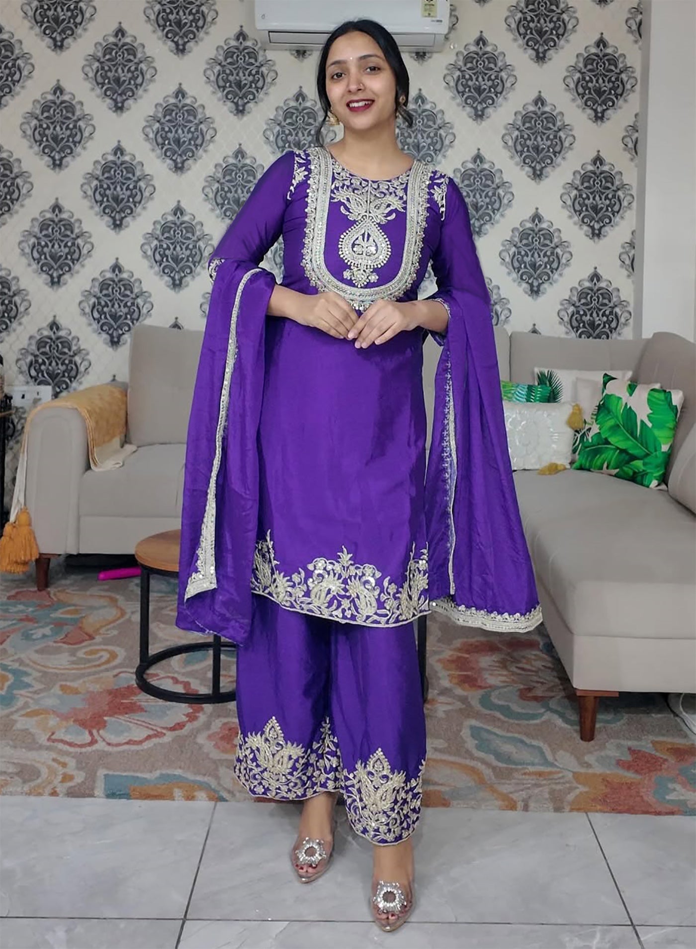 Women Silk Kurta Pant Dupatta Set