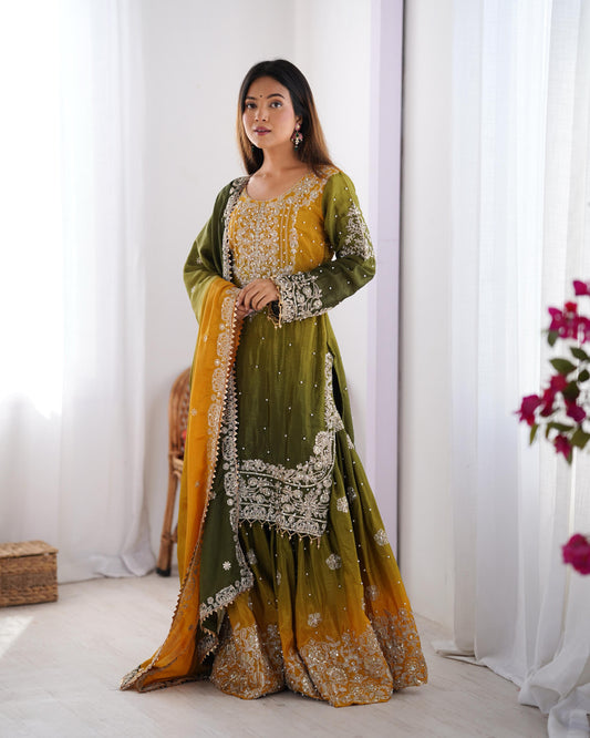 Women Silk Kurta Pant Dupatta Set