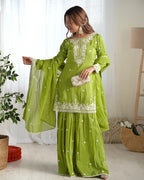 Light Green Kurta Sharara Dupatta Set