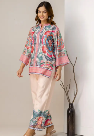 Elegant Cotton Printed Kurti Pant Set