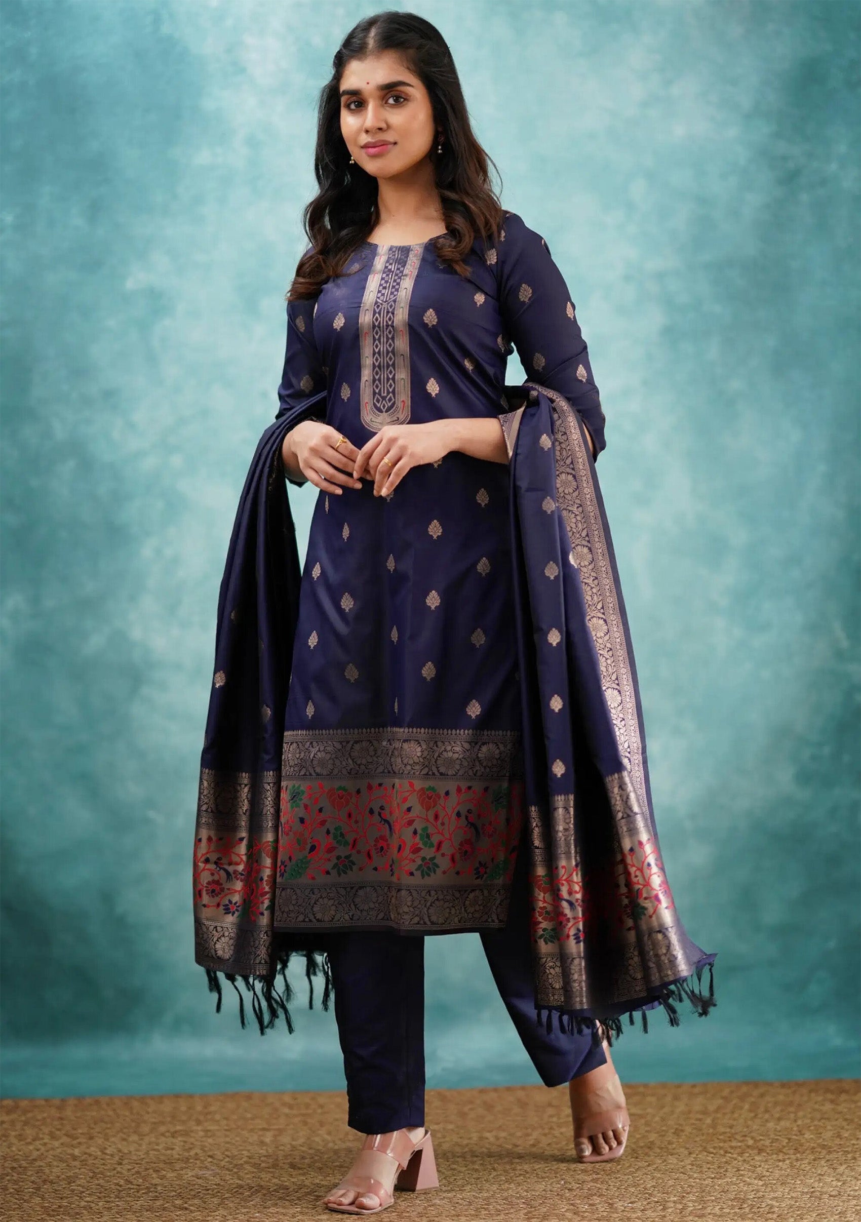 Women Silk  Kurta Pant Dupatta Set