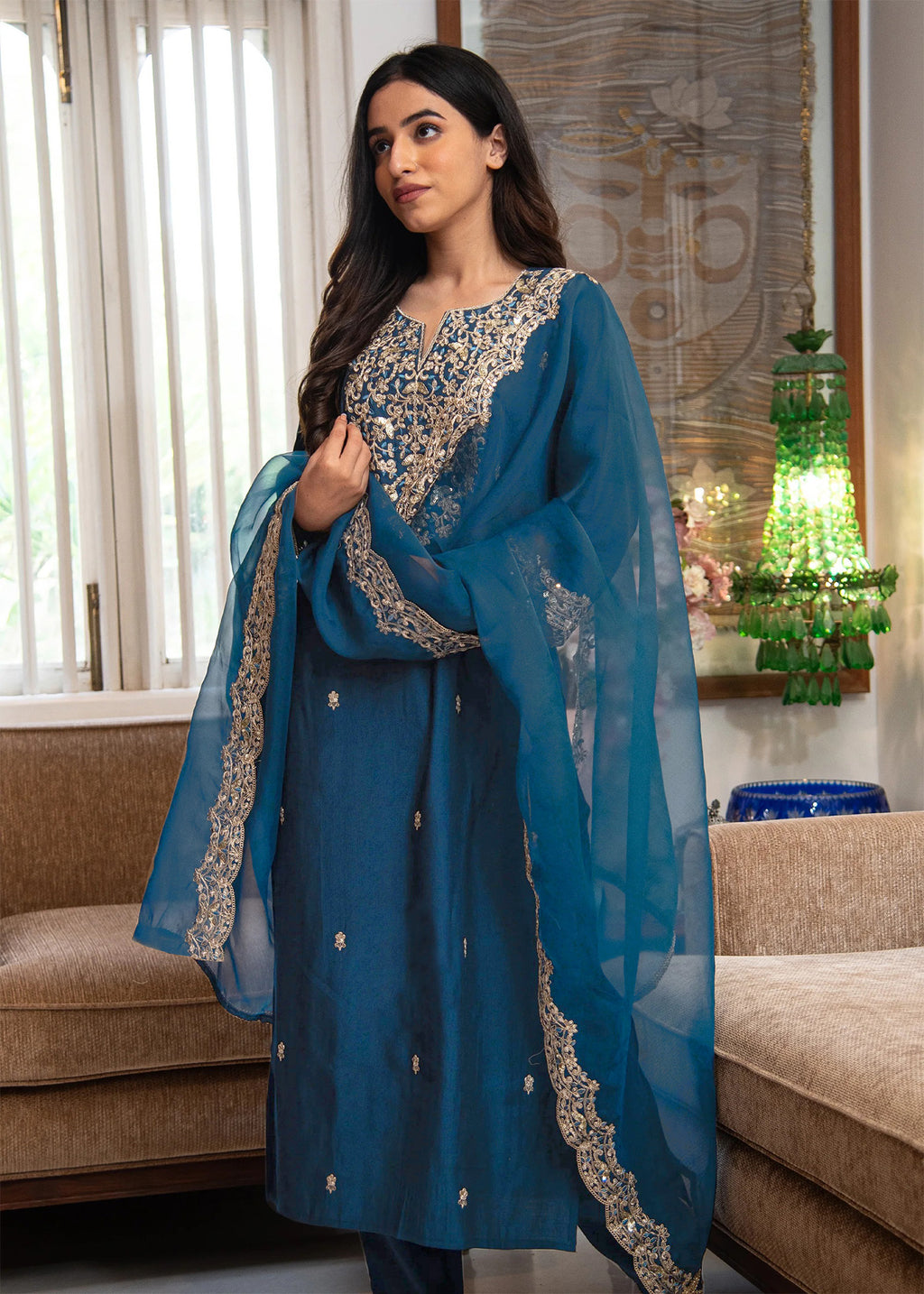 Cerulean Kurta Pant Dupatta Set