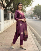 Jacquard Kurta ant Dupatta Set