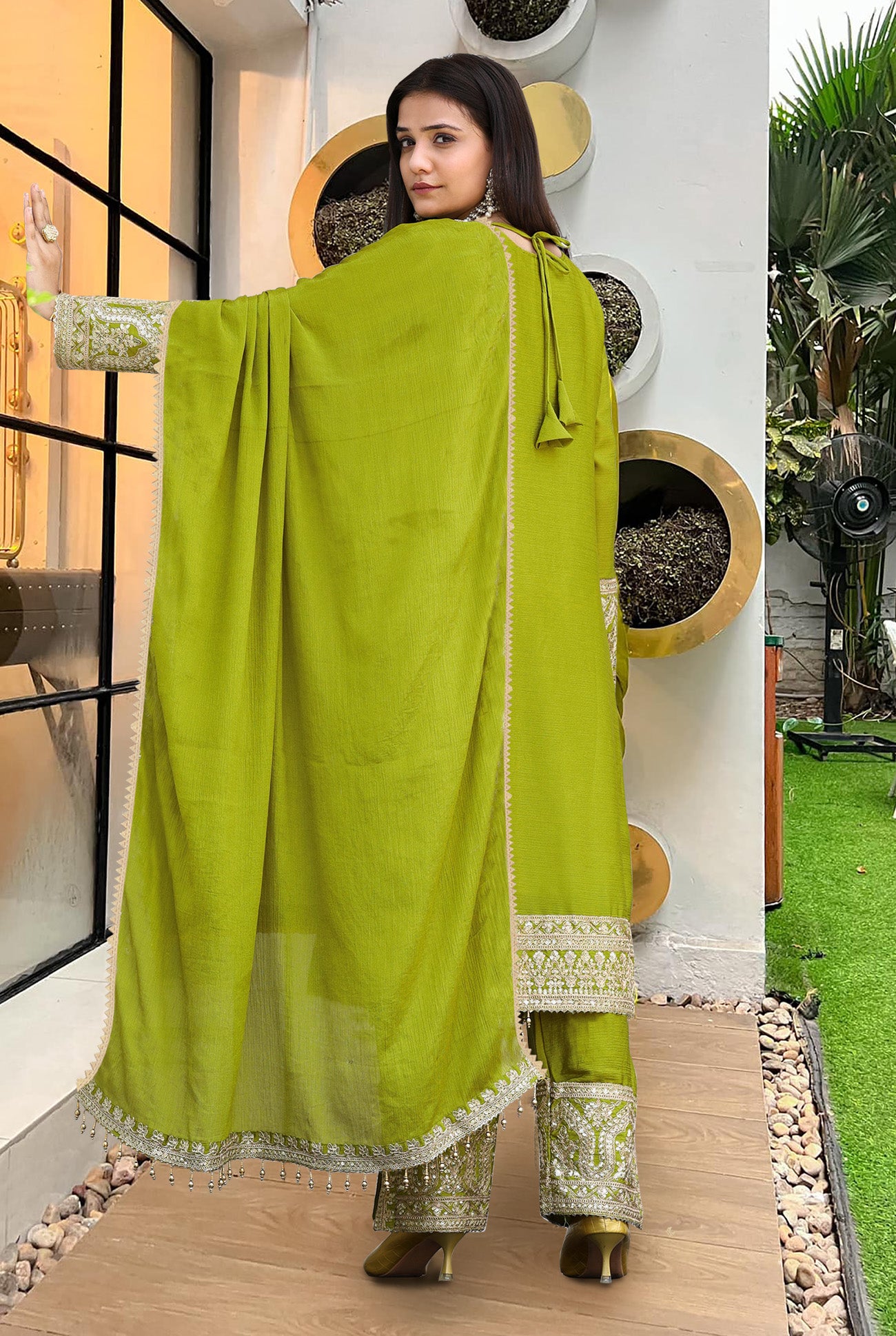 Women Silk Kurta Pant Dupatta Set