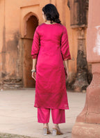 Jacquard Kurta Pant Dupatta Set