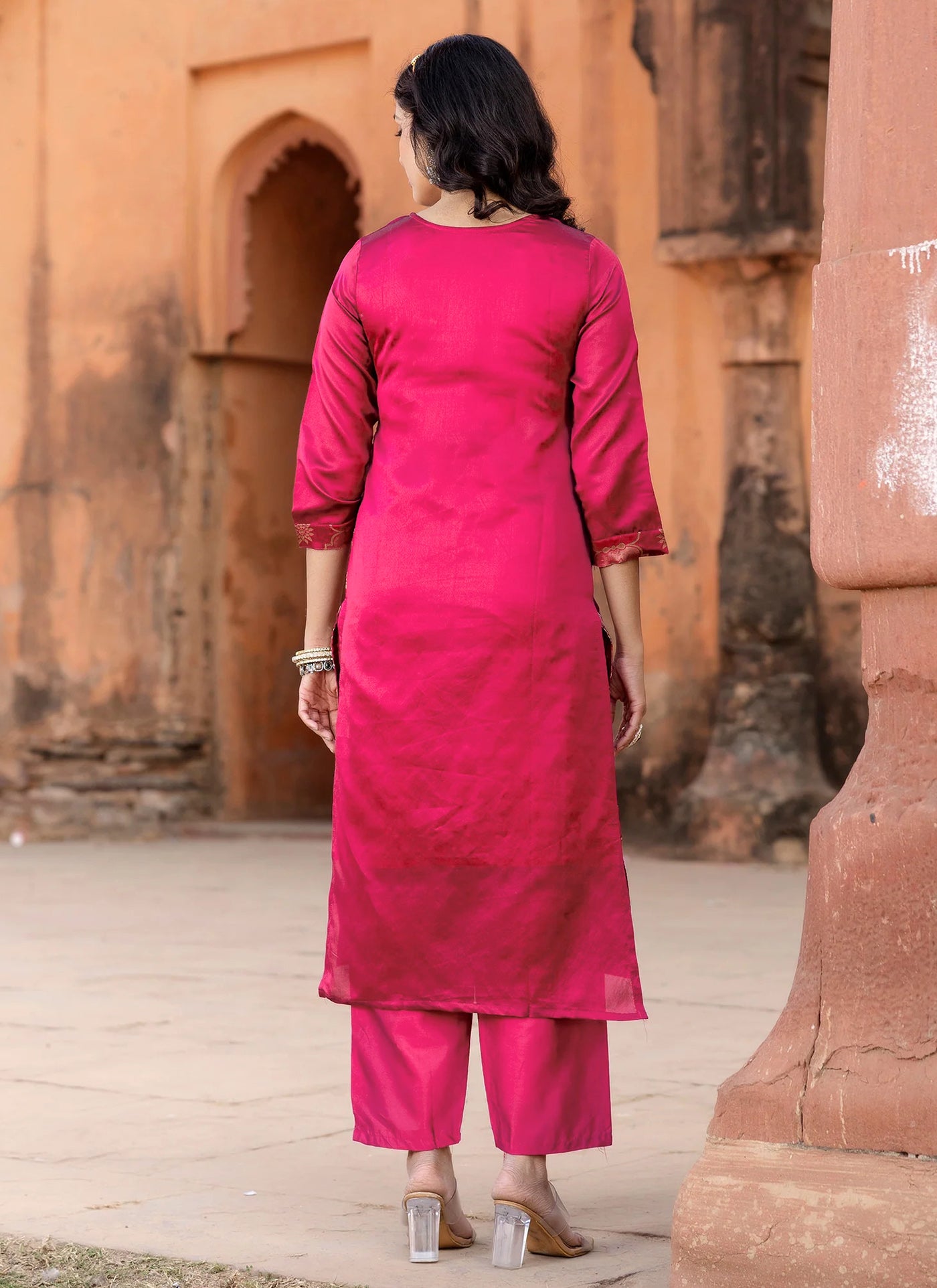 Jacquard Kurta Pant Dupatta Set