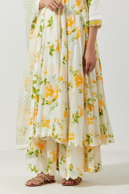 Cotton Printed Double Anarkali Kurta Set