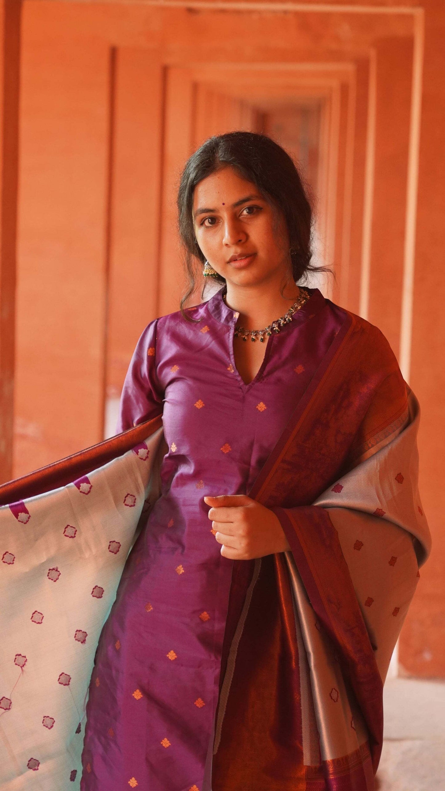 Women Jacquard Kurta Pant Dupatta Set