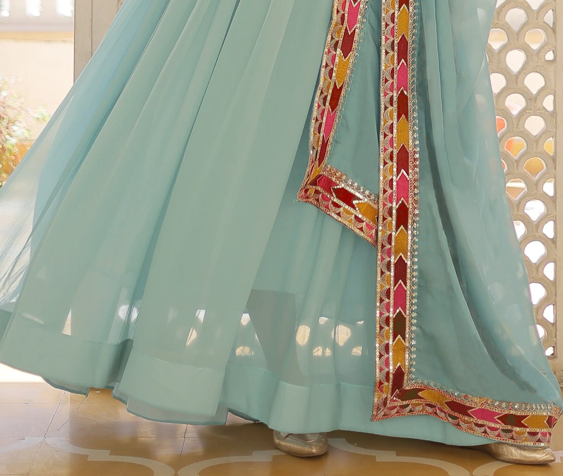 Embroidered Georgette Stitched Anarkali Gown