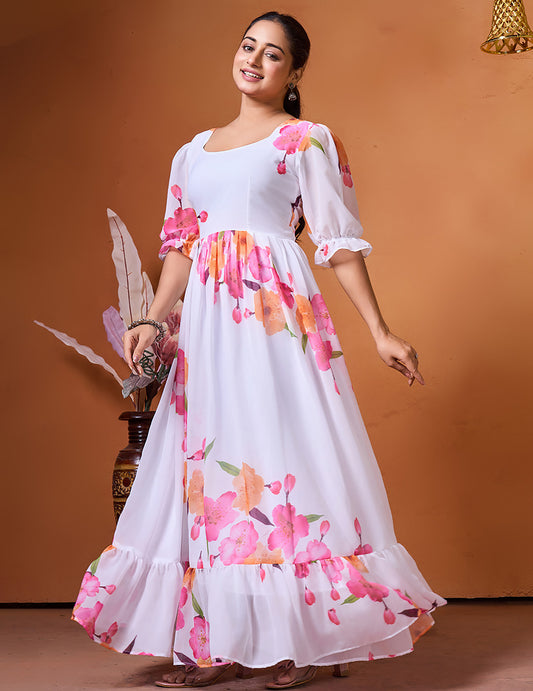 Printed Georgette Stitched Anarkali Gown